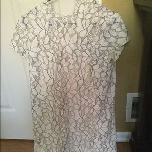 H&M Short Sleeve White Lace Shift Dress Size 12